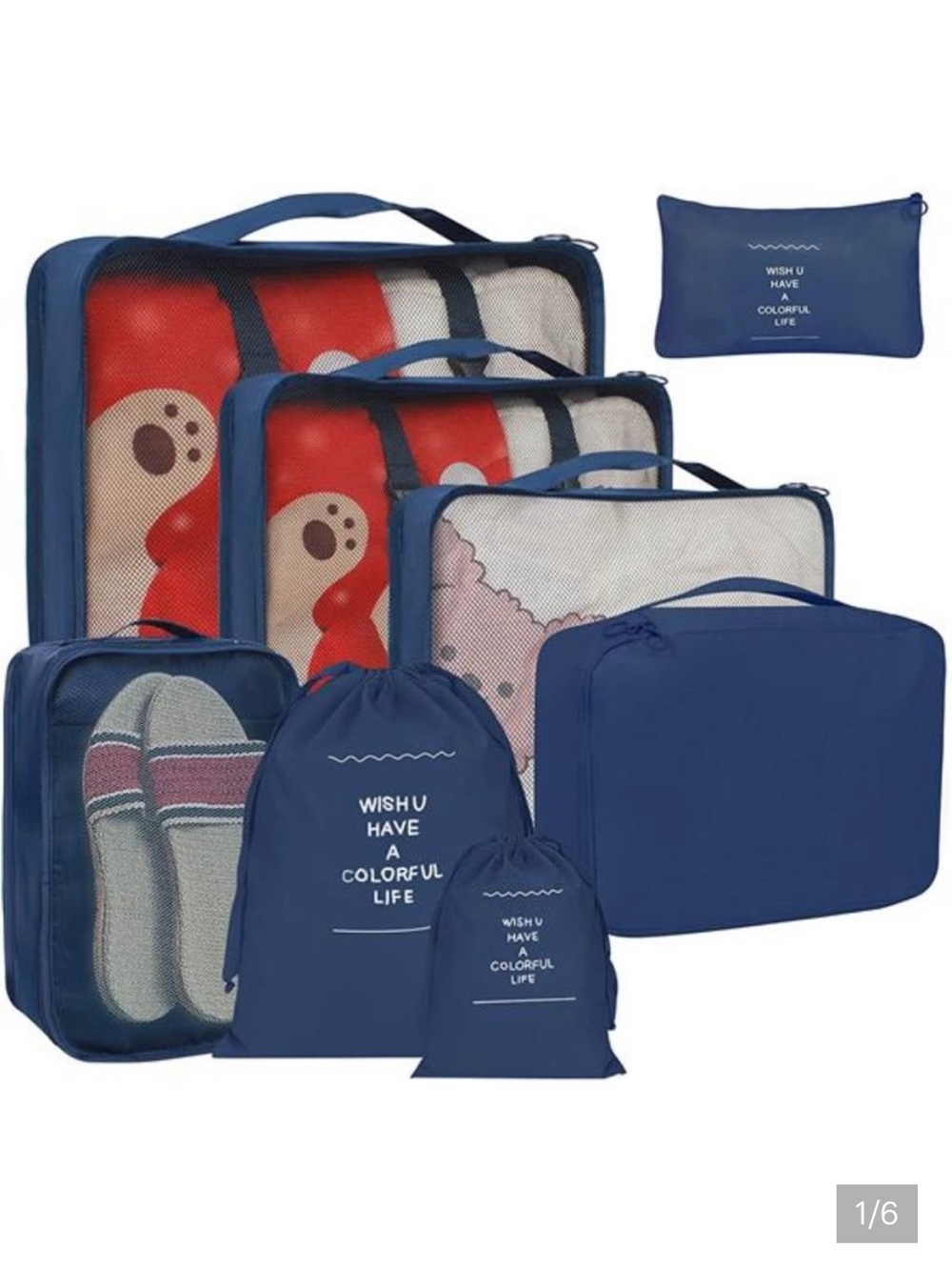 Navy Blue Travel Packing Cube Set - 8 Piece